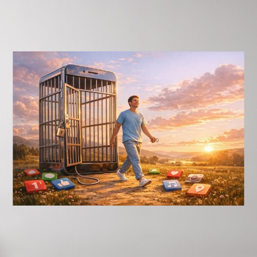 Entschlossener Geist im digitalen Morgenrot Poster (Vorne)
