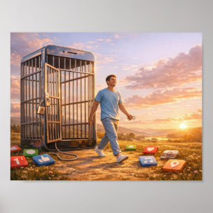 Entschlossener Geist im digitalen Morgenrot Poster
