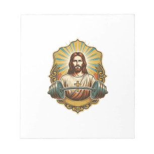 Entschlossener Jesus Schwerer Eisenhantel Kraftdre Notizblock
