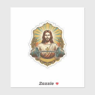Entschlossener Jesus Schwerer Eisenkurzhantel Kraf Aufkleber