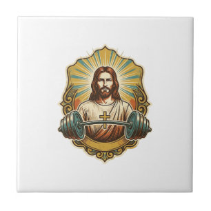 Entschlossener Jesus Schwerer Eisenkurzhantel Kraf Fliese