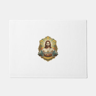 Entschlossener Jesus Schwerer Eisenkurzhantel Kraf Fußmatte