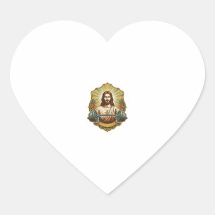 Entschlossener Jesus Schwerer Eisenkurzhantel Kraf Herz-Aufkleber