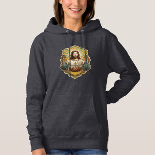 Entschlossener Jesus Schwerer Eisenkurzhantel Kraf Hoodie