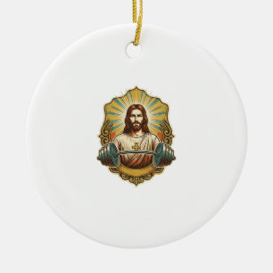 Entschlossener Jesus Schwerer Eisenkurzhantel Kraf Keramik Ornament