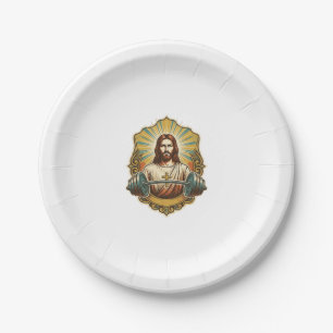 Entschlossener Jesus Schwerer Eisenkurzhantel Kraf Pappteller