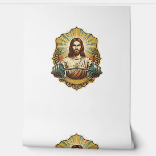 Entschlossener Jesus Schwerer Eisenkurzhantel Kraf Tapete
