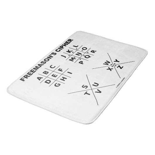 Entschlüsselungscode für die Cipher-Kryptografie v Badematte (Schrägansicht)