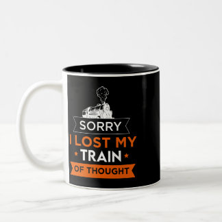 Entschuldige, dass ich meinen gedanklichen Zug ver Zweifarbige Tasse