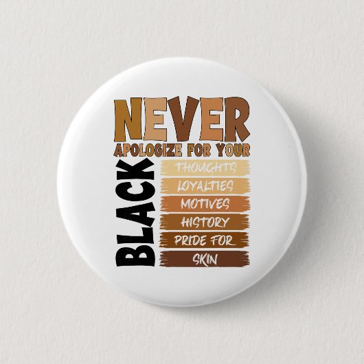 Entschuldige dich nie für deine Schwärze Black His Button (Vorderseite)