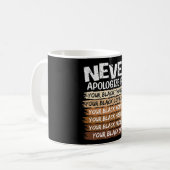 Entschuldigen Sie niemals den Monat der Schwarzen  Kaffeetasse (Vorderseite Links)