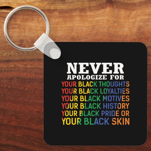 Entschuldigen Sie sich nie | Jüdzehnte | Schwarzer Schlüsselanhänger (Vorderseite)