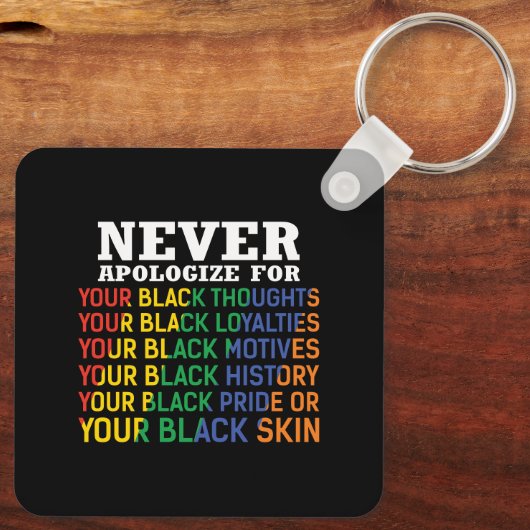 Entschuldigen Sie sich nie | Jüdzehnte | Schwarzer Schlüsselanhänger (Rückseite)