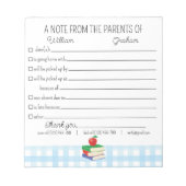 Entschuldigung der Eltern der Schule Notizblock (Vorderseite)