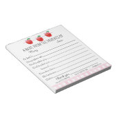 Entschuldigung der Eltern der Schule Notizblock (angewinkelt)