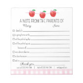 Entschuldigung der Eltern der Schule Notizblock (Vorderseite)