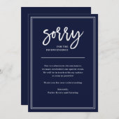 Entschuldigung für Unannehmlichkeiten| Annullierun Einladung (Vorne/Hinten)