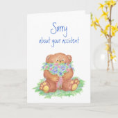 Entschuldigung für Unfall BlumenTeddy Bär Karte (Gelbe Blume)