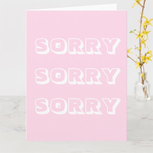Entschuldigung, hellrosa, moderne, mutige Entschul Karte (Gelbe Blume)