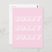 Entschuldigung, hellrosa, moderne, mutige Entschul Postkarte (Vorne/Hinten)