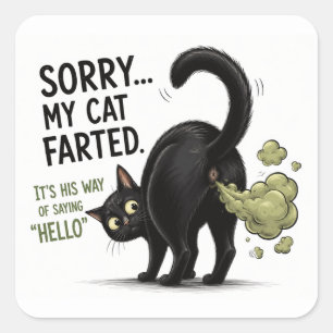 Entschuldigung, meine Katze hat lustig gefurzt Sch Quadratischer Aufkleber