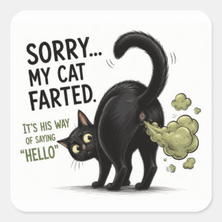 Entschuldigung, meine Katze hat lustig gefurzt Sch Quadratischer Aufkleber