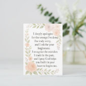 Entschuldigung/Vergebung Blumen Postkarte (Stehend Vorderseite)