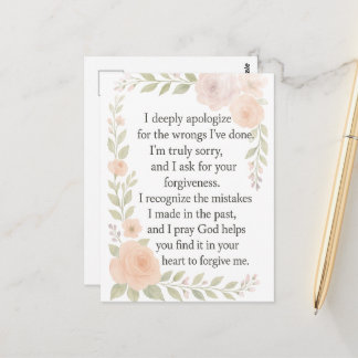 Entschuldigung/Vergebung Blumen Postkarte
