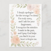 Entschuldigung/Vergebung Blumen Postkarte (Vorderseite)