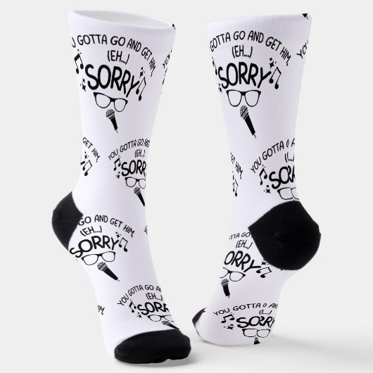 "Entschuldigung" X-Factor-Typ Lyrics Meme Socken (Gewinkelt)