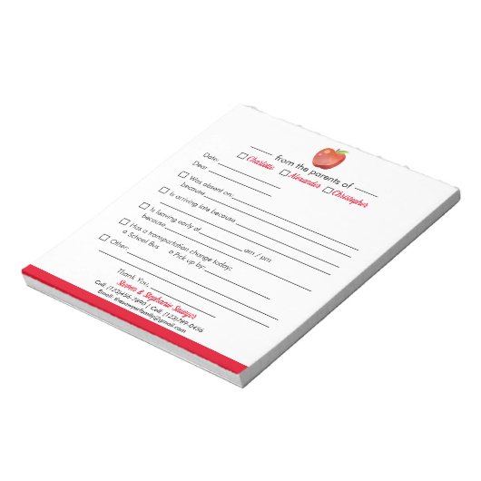 Entschuldigungen für Schüler für SchulNotepad Notizblock (Rotiert)