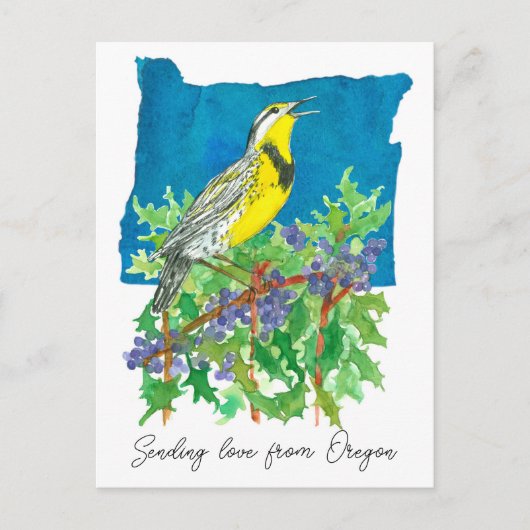 Entsendung von Liebe Oregon Meadowlark Pflanze Postkarte (Vorderseite)