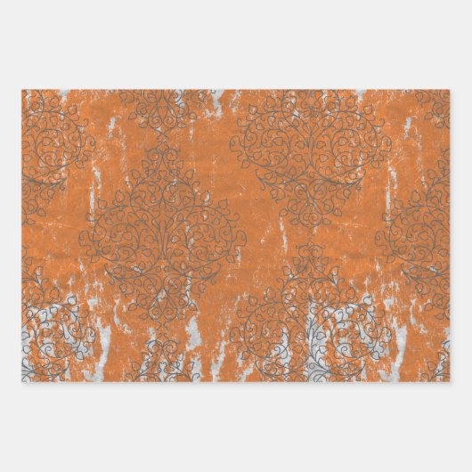 Entsetzlich verbrannt orange und grau gemustert geschenkpapier set (Vorderseite 3)
