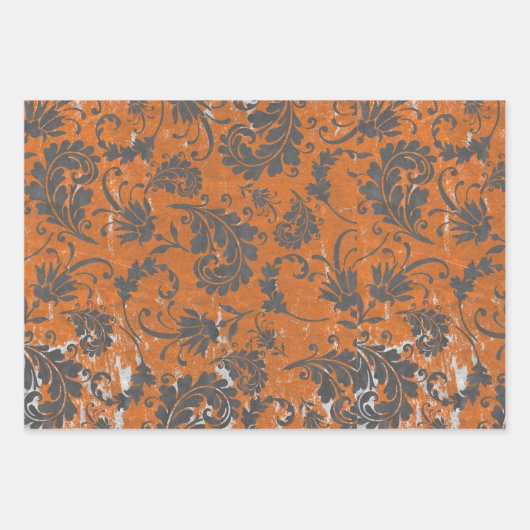Entsetzlich verbrannt orange und grau gemustert geschenkpapier set (Vorderseite)