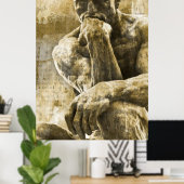 Entsetzliche Bronzestatue Auguste Rodin, der Denke Poster (Heimbüro)