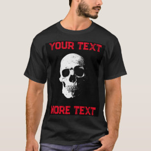 Entsetzlicher Text Mens Modernes Halloween-Schädel T-Shirt