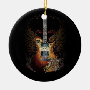 Entsetzte Acoustic Guitar Vintag Player Rock Rol Keramik Ornament