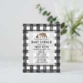 Entsetzte Gingham Burlap Bears Baby Shower Einladung (Stehend Vorderseite)