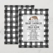 Entsetzte Gingham Burlap Bears Baby Shower Einladung (Vorne/Hinten)