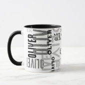 Entsetzte Typografie schwarz-weiß Tasse (Links)