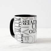 Entsetzte Typografie schwarz-weiß Tasse (Vorderseite Links)
