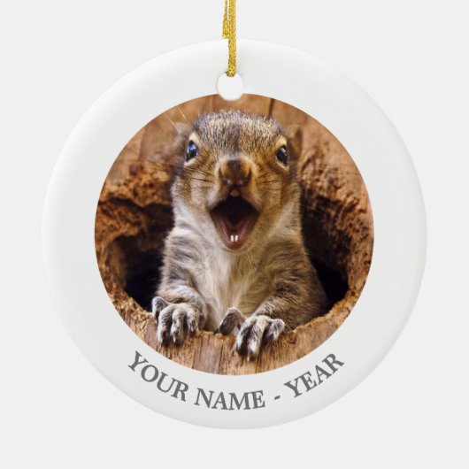 Entsetztes Eichhörnchen Keramikornament (Hinten)