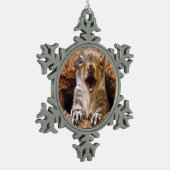 Entsetztes Eichhörnchen Schneeflocken Zinn-Ornament (Links)