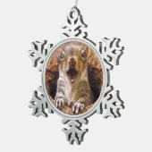 Entsetztes Eichhörnchen Schneeflocken Zinn-Ornament (Rechts)