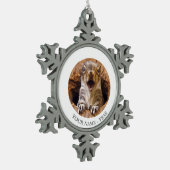 Entsetztes Eichhörnchen Schneeflocken Zinn-Ornament (Links)