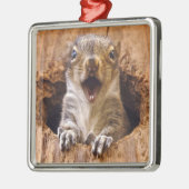 Entsetztes Eichhörnchen Silbernes Ornament (Links)
