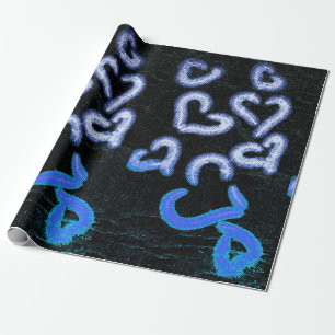Entsetztes Herz Blau Geschenkpapier