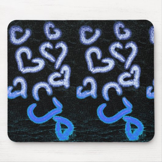Entsetztes Herz Blau Mousepad (Vorne)