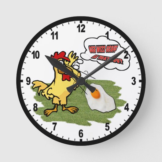 Entsetztes Huhn Runde Wanduhr (Vorderseite)