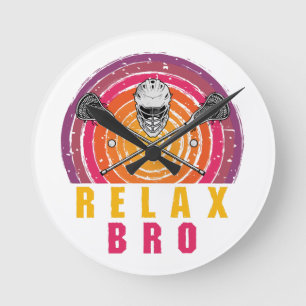 Entspann dich Bro Lacrosse Runde Wanduhr